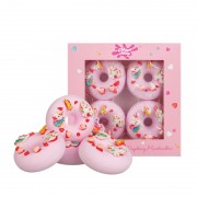 Chlapu Chlap - zestaw fizzerów do kapieli Donut 4 x 60 g, zapach - pianka malinowa