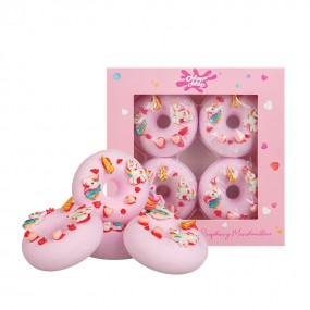 Chlapu Chlap - zestaw fizzerów do kapieli Donut 4 x 60 g, zapach - pianka malinowa